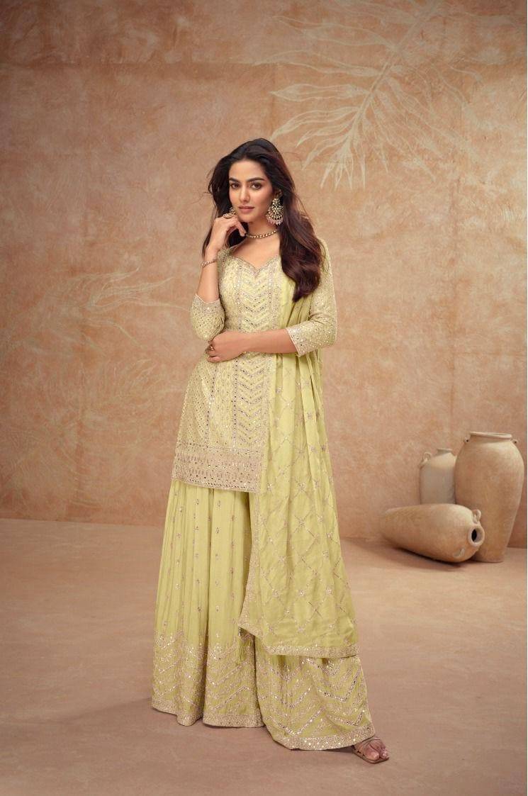 Palak vol-4 by gulkayra 7518 colors Festive Suits Collection Beautiful Stylish Fancy Colorful Party Wear & Occasional Wear EMBROIDERED CHINON Dresses At Wholesale Price
